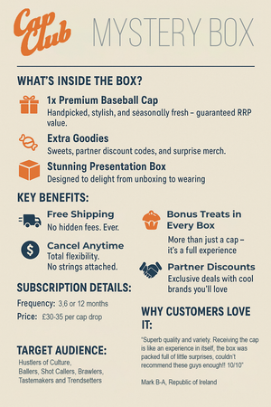 Plain Ol' Freak Mystery Box - get a premium cap every 12 months